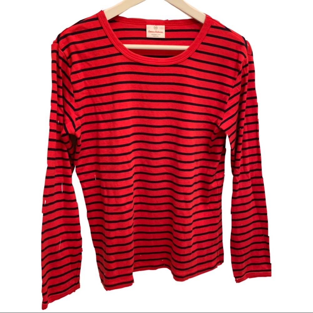 Hanna Andersson Red & Navy Striped LS Shirt SZ 14